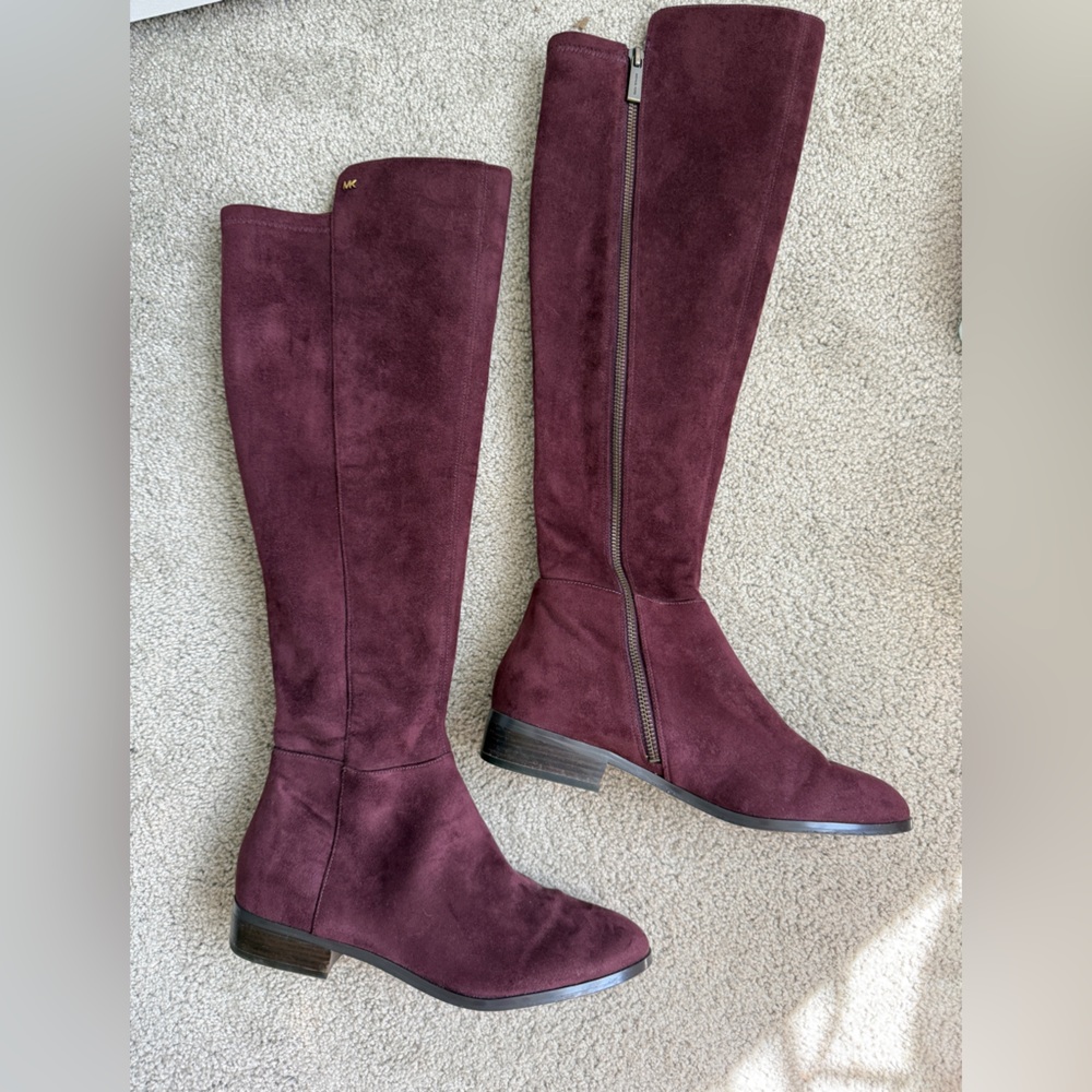 Michael Kors Suede Knee High Burgundy Boots